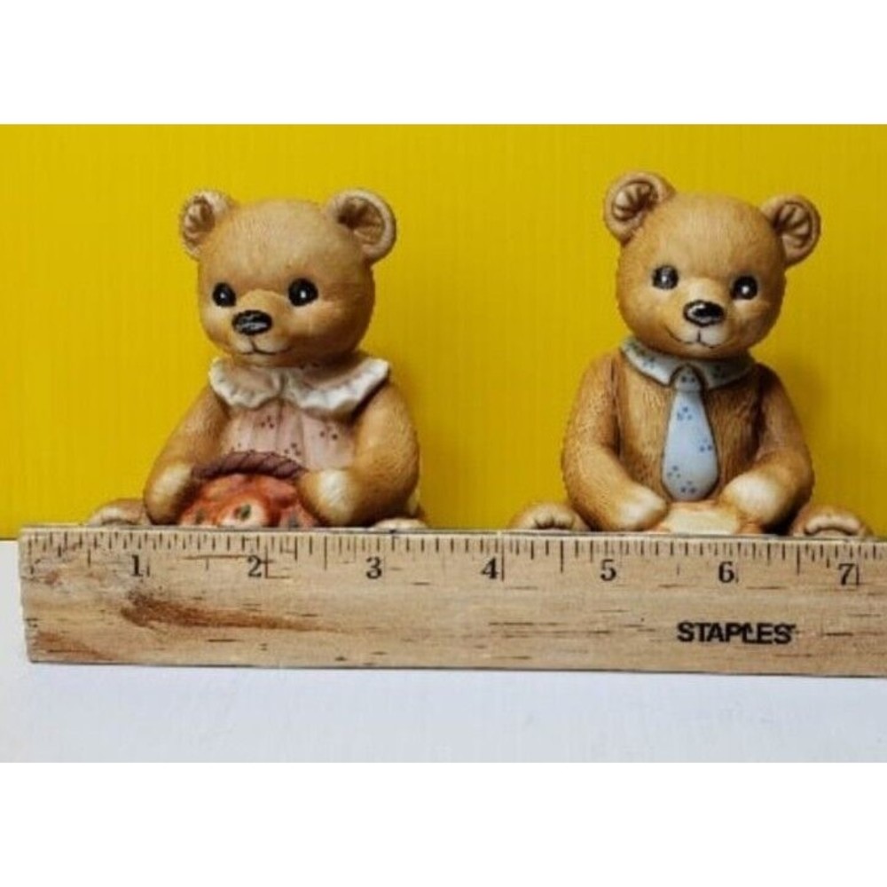Homco  Harvest Bears #1405  set of 2 figurines Honey Apples 4" - Picture 7 of 7